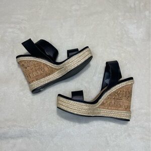 ASOS Design Black Elastic Strap Cork Espadrille Wedge Sandals